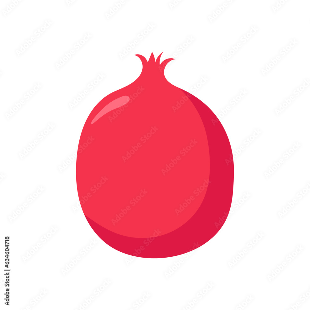 Funny cartoon pomegranate. Cute fruit. Vector food illustration isolated on white background Funny cartoon pomegranate. Cute fruit. Vector food illustration isolated on white background