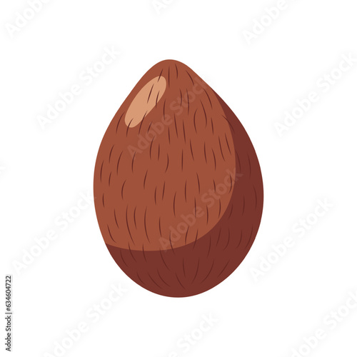 Funny cartoon coconut. Cute fruit. Vector food illustration isolated on white background