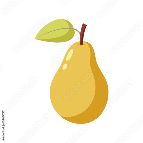 Funny cartoon pear. Cute fruit. Vector food illustration isolated on white background