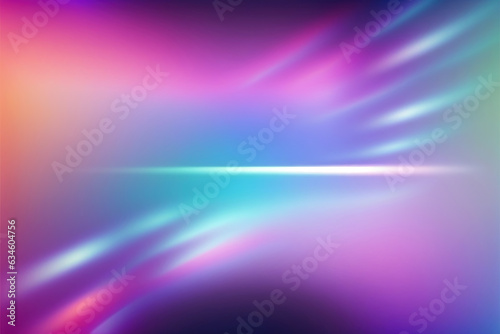 Blur neon rays. Light flare overlay. Defocused fluorescent pink blue purple color shiny beam lines glow abstract art illustration futuristic background with free space.