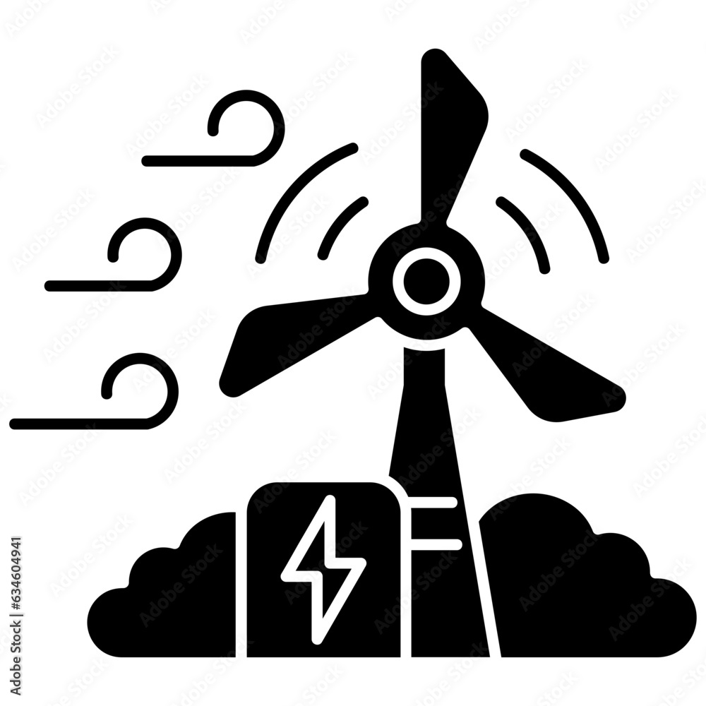 Premium Vector  Eco energy wind turbine icon design black and white