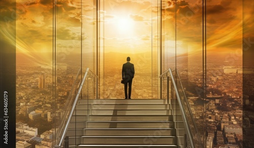 Businessman climbing stairs © jambulart