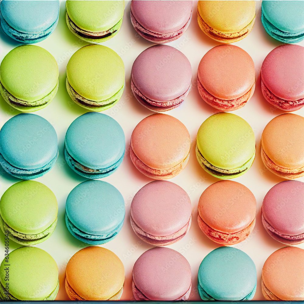 top view of colorful macarons top view of colorful macarons