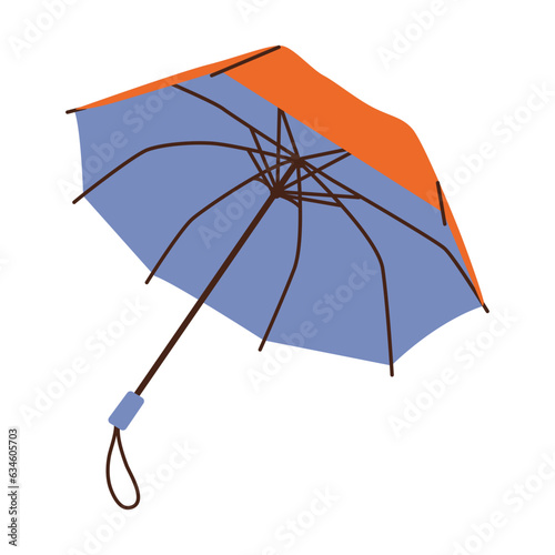 Isolated opened red blue automatic collapsible umbrella in flat style on white background