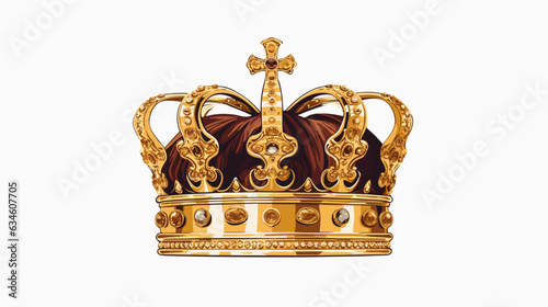 Golden crown drawing on white background vector