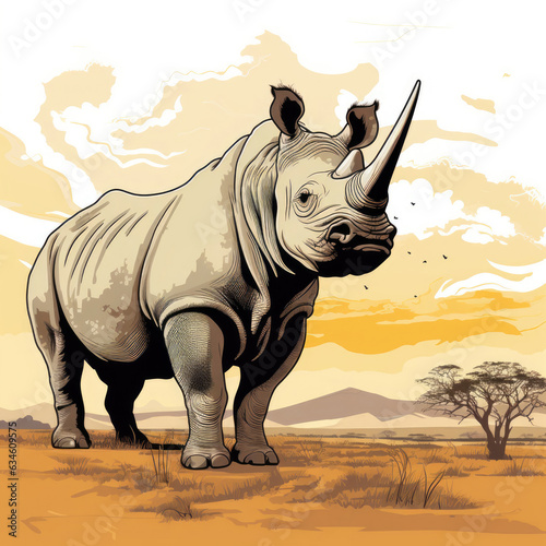 rhino walking in the grass