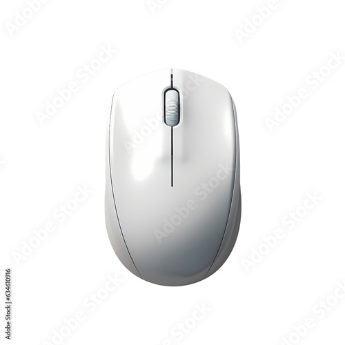 White Computer Mouse Top View Isolated on Transparent Background