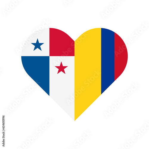 unity concept. heart shape icon of panama and colombia flags. vector illustration isolated on white background