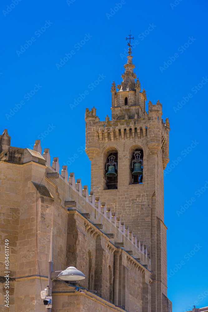 View of the San Salvador Fortress Church in Ejea de los Caballeros, Zaragoza, Spain