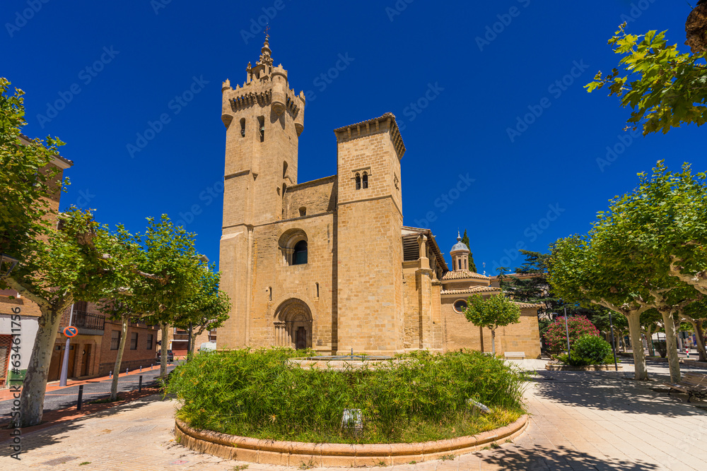 View of the San Salvador Fortress Church in Ejea de los Caballeros, Zaragoza, Spain