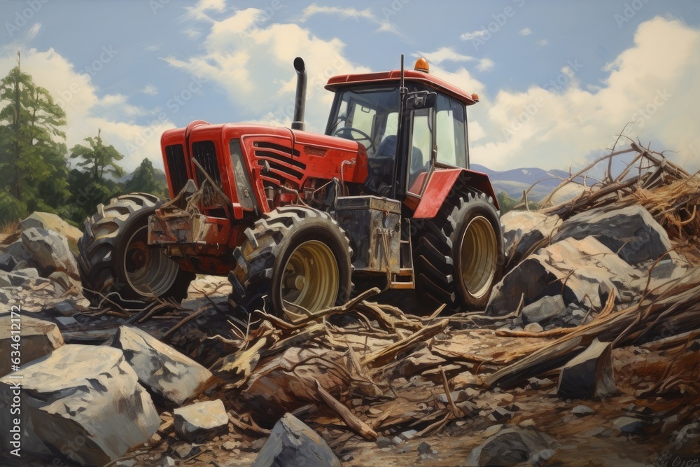 Tractor working on a construction site. Tractor working on a construction site.