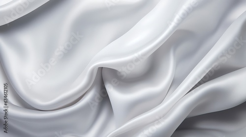 Generative AI : White gray satin texture that is white silver fabric silk panorama background with beautiful soft blur pattern natural.