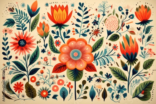 Folk art pattern, illustration