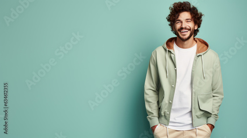 male wearing comfortable fashion lifestyle cheerful on the pastel background