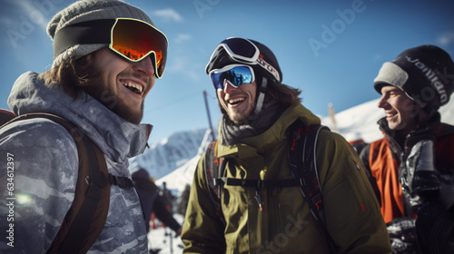 snowboarder talking with friend © EmmaStock