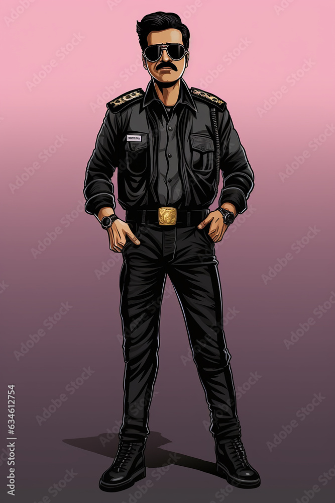 Illustration of police man wearing black glasses and looks handsome Illustration of police man wearing black glasses and looks handsome