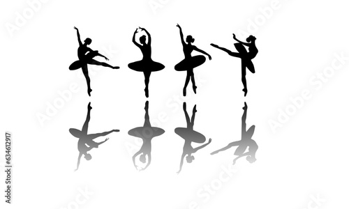 Ballerina silhouette Dancers isolated on white background. Vector female ballet dancers.