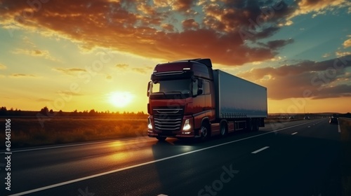 A truck driving down the road.generative ai 