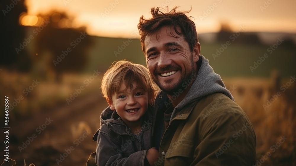 A father and his son is working at farm. A father and his son is working at farm.