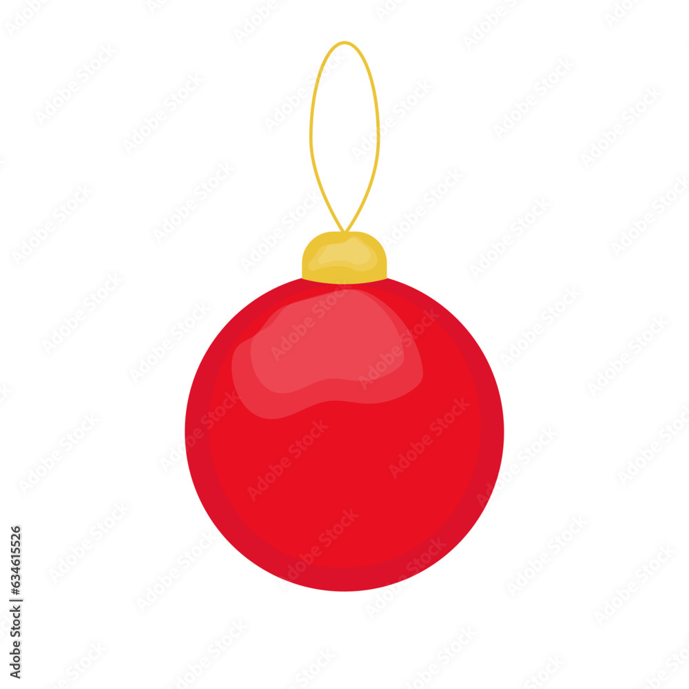 Red christmas ball icon isolated on transparent and white background. Festive close-up element for design decoration. Winter vector illustration in cartoon flat style for new year. Red christmas ball icon isolated on transparent and white background. Festive close-up element for design decoration. Winter vector illustration in cartoon flat style for new year.