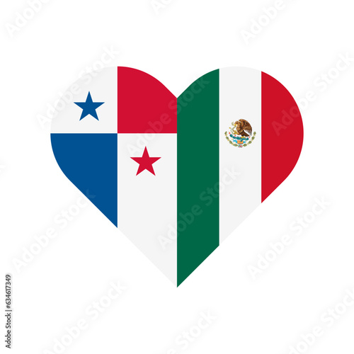 unity concept. heart shape icon of panama and mexico flags. vector illustration isolated on white background