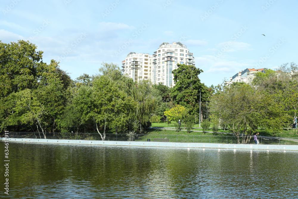 A lake in a local park in summer. A lake in a local park in summer.