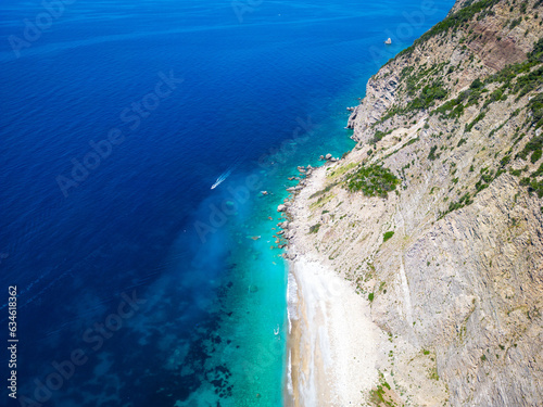 Montenegro Coastline of the Adriatic Sea at summer time. Natural landscapes of Montenegro. Balkans. Europe.