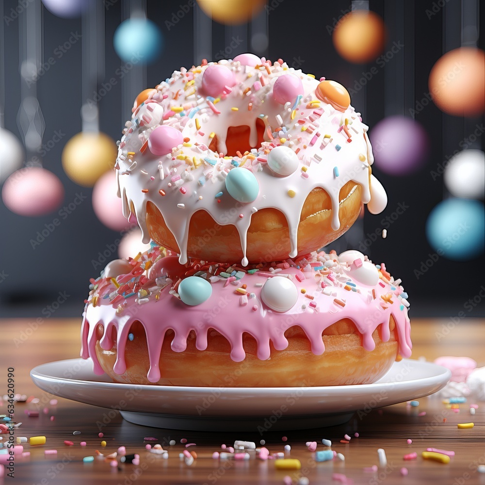 donuts with icing, realistic style Generative AI donuts with icing, realistic style Generative AI