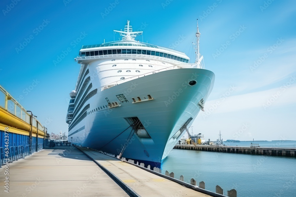 Nose of the cruise ship near the pier