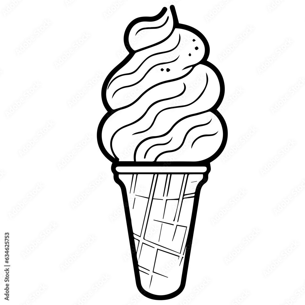 Ice cream cone vector line icon isolated on white background Ice cream cone vector line icon isolated on white background