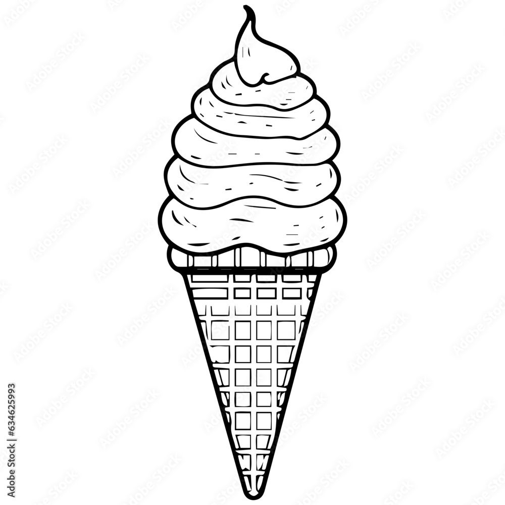 Ice cream cone vector line icon isolated on white background Ice cream cone vector line icon isolated on white background