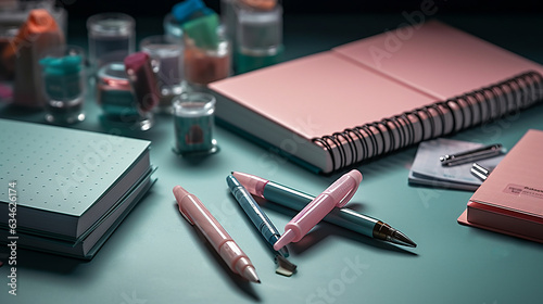 Back to School Flat Lay Display with Pens and diary