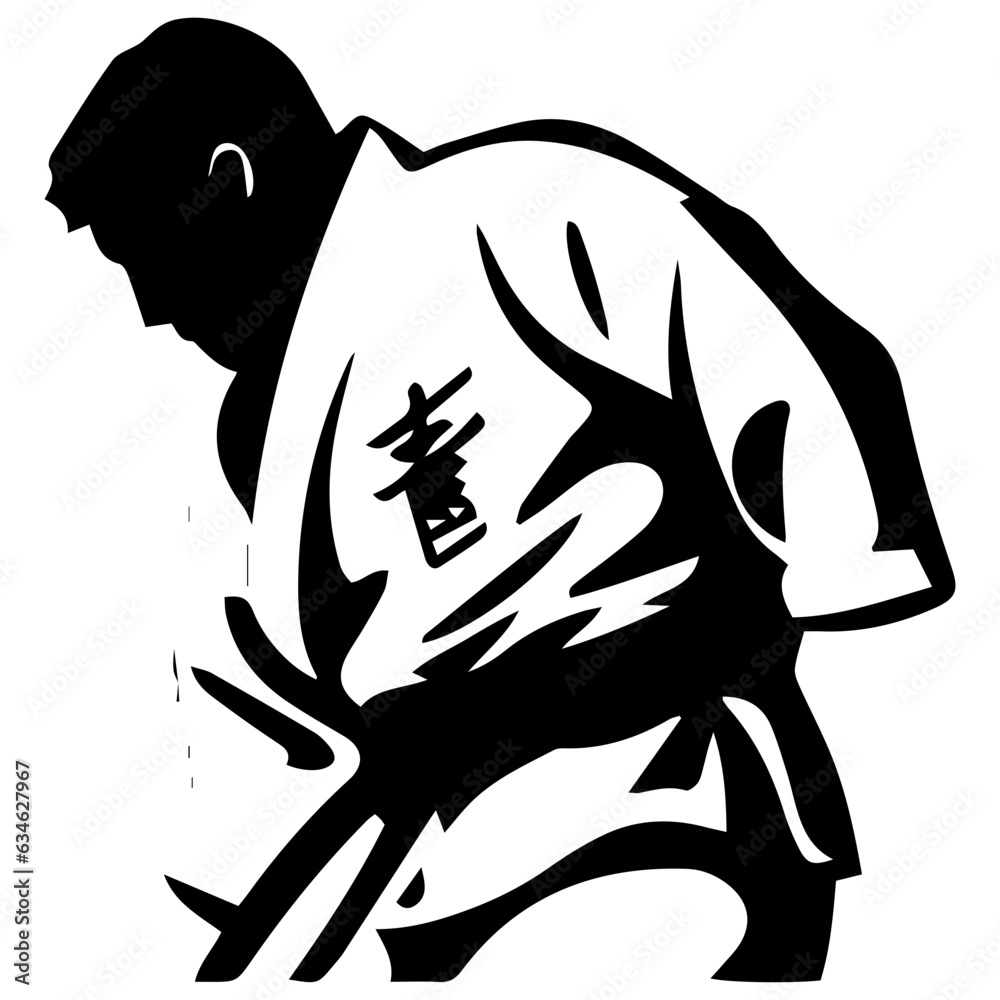 Sketch judoist, judoka athlete duel, fight, judo, pack of sport figure silhouette outline