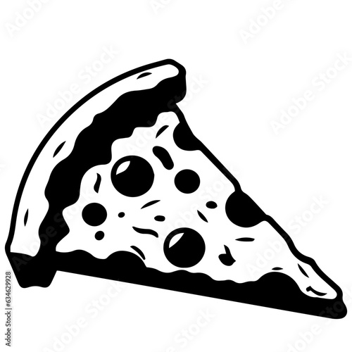 Outline pizza slices, whole pizza. Vector simple Doodle style