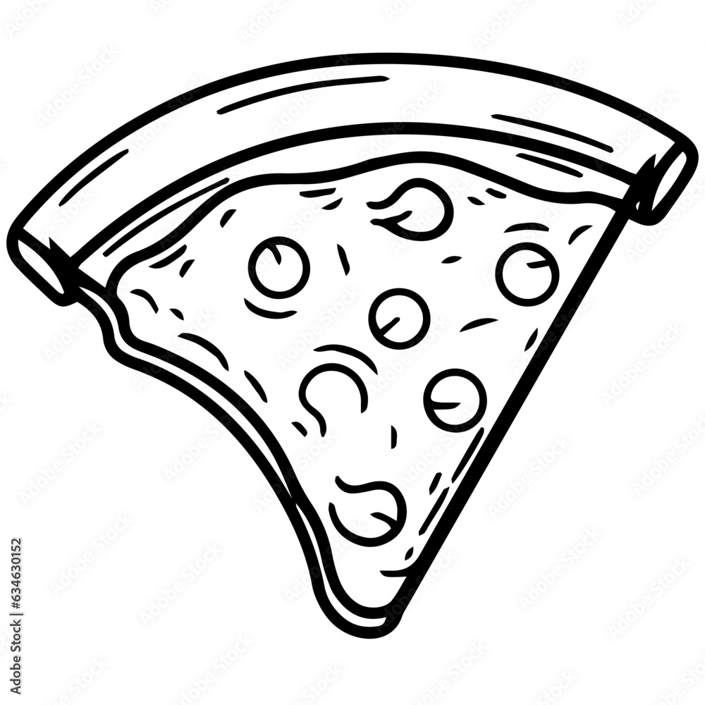 Outline pizza slices, whole pizza. Vector simple Doodle style Outline pizza slices, whole pizza. Vector simple Doodle style