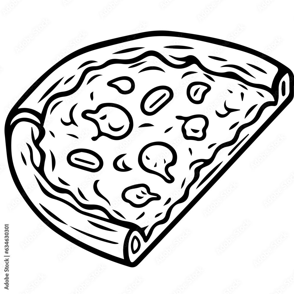 Outline pizza slices, whole pizza. Vector simple Doodle style Outline pizza slices, whole pizza. Vector simple Doodle style