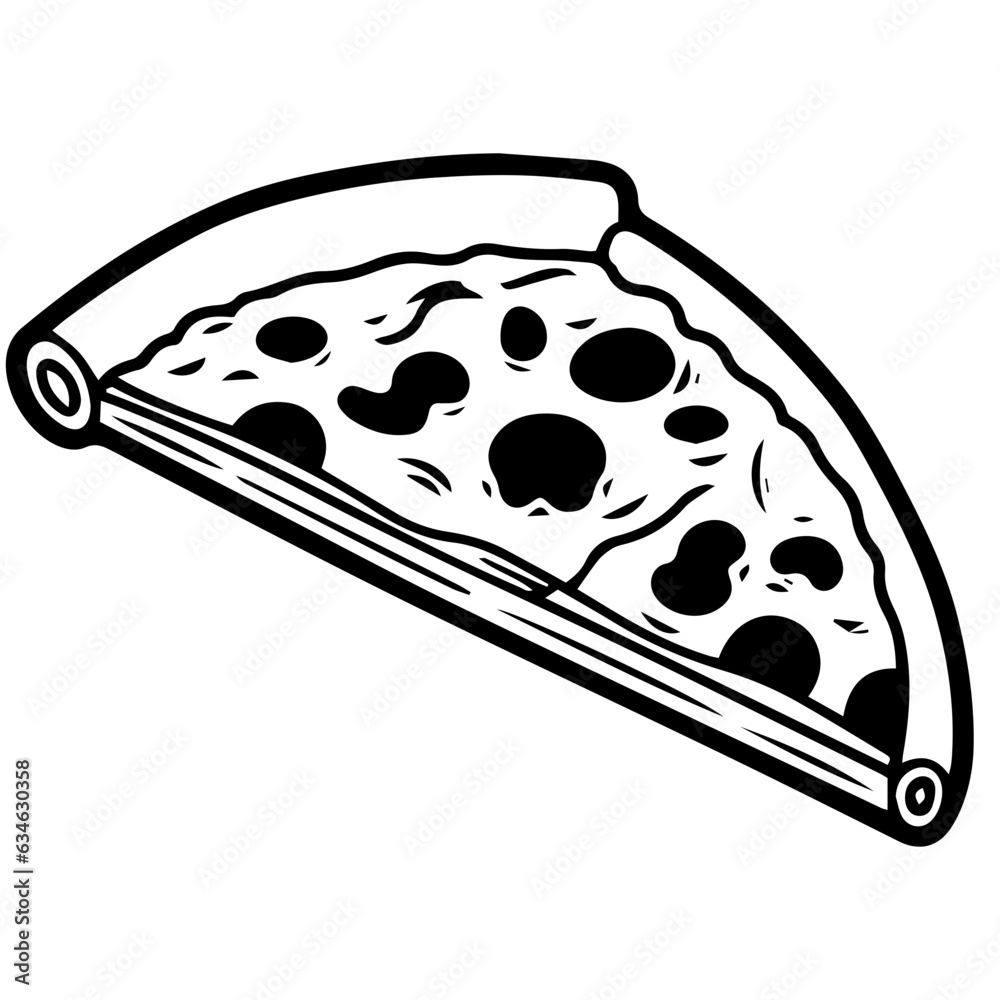 Outline pizza slices, whole pizza. Vector simple Doodle style Outline pizza slices, whole pizza. Vector simple Doodle style