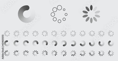 Circular Loading Buffering Icons Vector Set Video Ready for Animation Gif All Keyframes Frames Bufring Circle Waiting for Connection Buffer Preloader Download Symbol Easy Replace Color