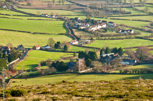 View from Crook Peak over the village of Compton Bishop, Somerset, England photo