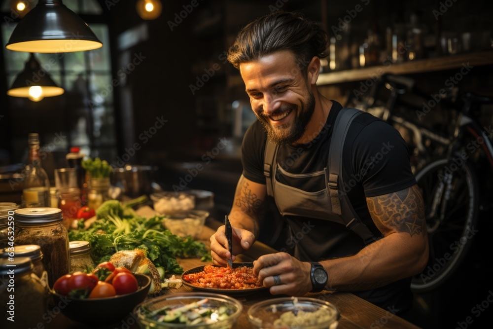 Cyclist refueling with a healthy snack after a workout  - stock photography concepts