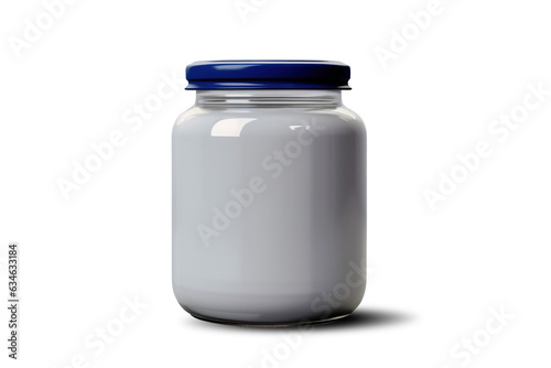 Cream in glass jar isolated on white. mockup.