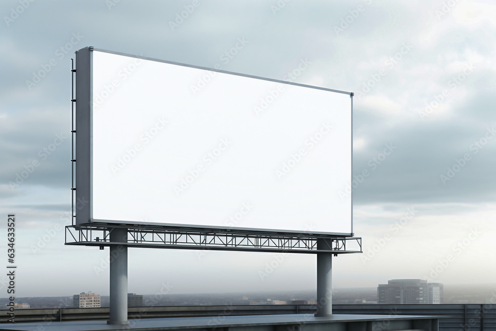 Obraz premium Billboard mockup outdoors, Outdoor advertising poster at night time with street light line for advertisement street city night. With clipping path on screen.