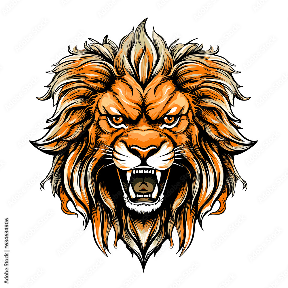 Portrait of evil and majestic lion in vector pop art style Portrait of evil and majestic lion in vector pop art style