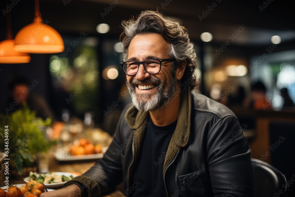 Fototapeta premium Man sharing a lifetime of experiences during a storytelling - stock photography concepts