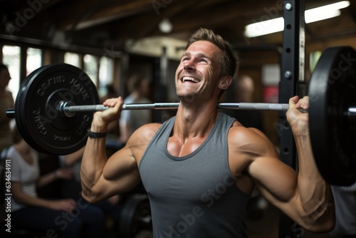 Man lifting weights in a well-equipped gym - stock photography concepts