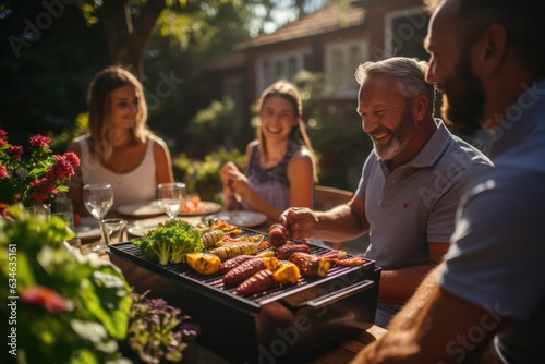 Multi-generational group enjoying a barbecue - stock photography concepts