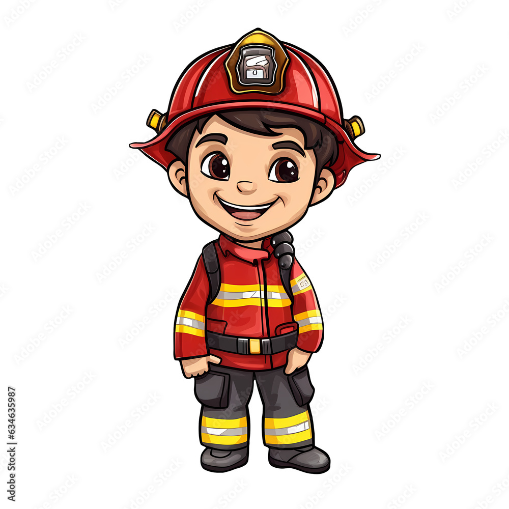 Cute Fireman Clipart Illustration Stock Illustration | Adobe Stock