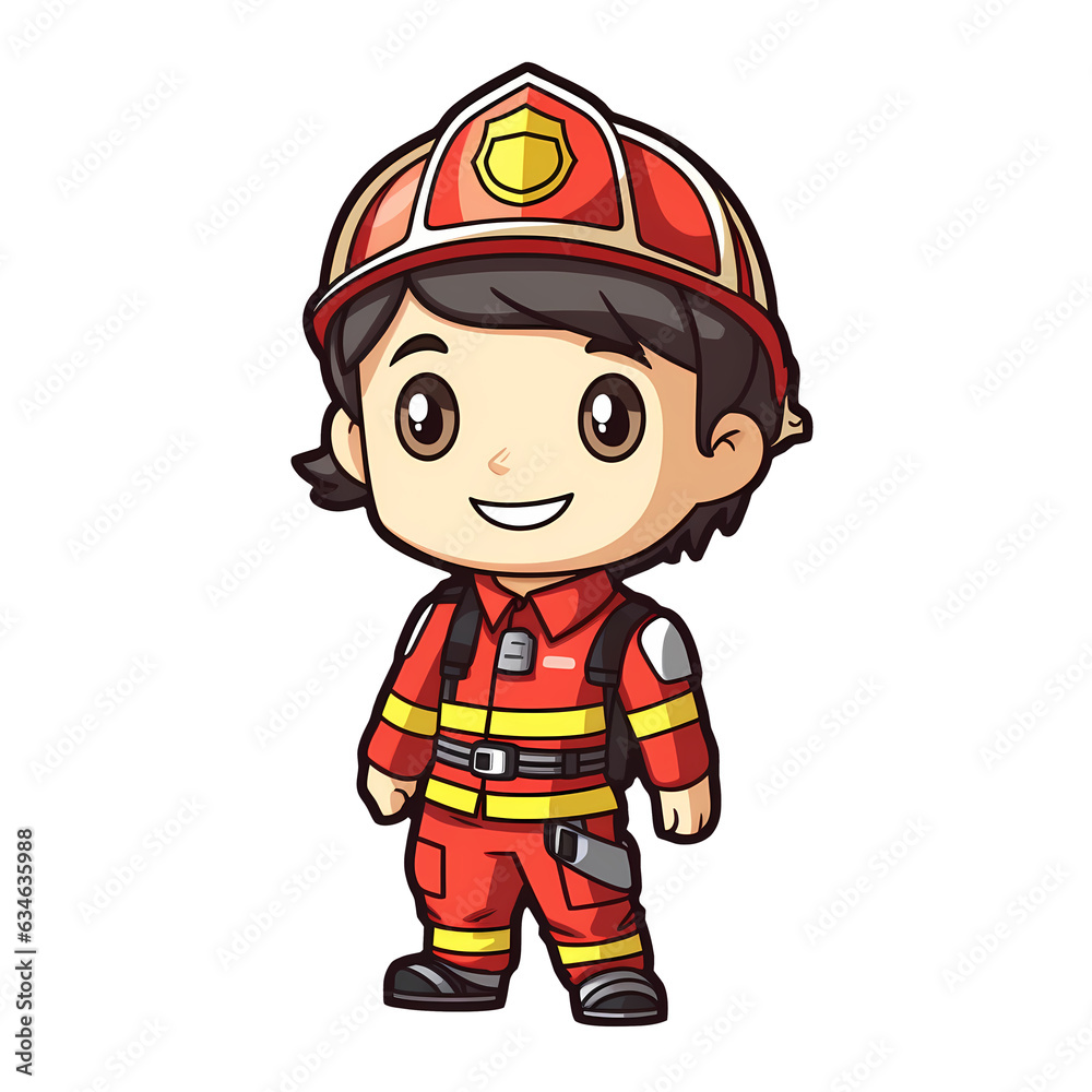 Cute Fireman Clipart Illustration