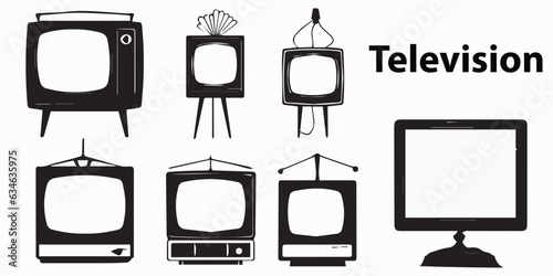 Set of Silhouette retro TV vector illustration