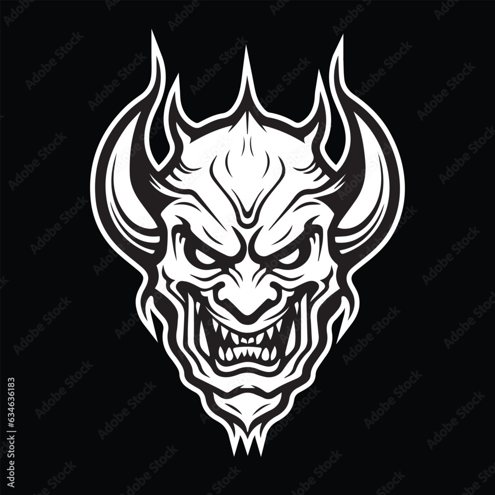illustration of hannya mask black and white eps vector illustration of hannya mask black and white eps vector